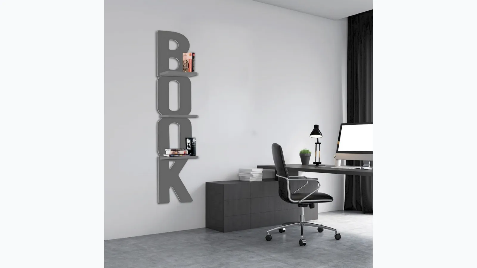 Mensole Dark Grey Book di Pintdecor