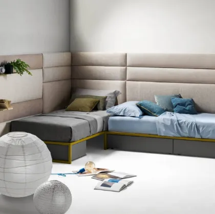 Letto singolo sommier con Pannelli Wall in tessuto di Bside