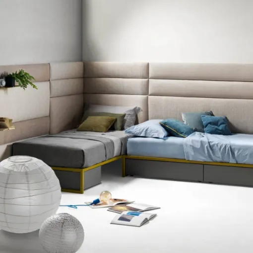 Letto singolo sommier con Pannelli Wall in tessuto di Bside