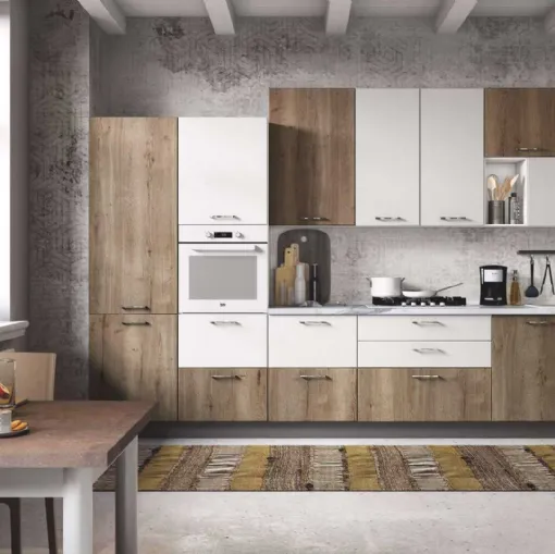 Cucina Moderna Ambra 05 Rovere Tabacco e Bianco di Net Cucine