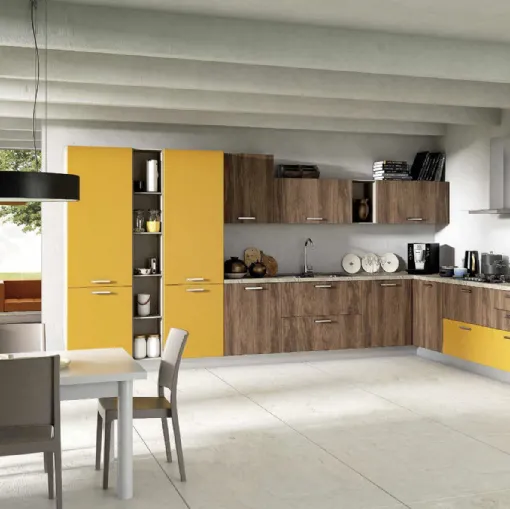 Cucina Moderna angolare Cloe 05 Rovere Tabacco e Senape di Net Cucine