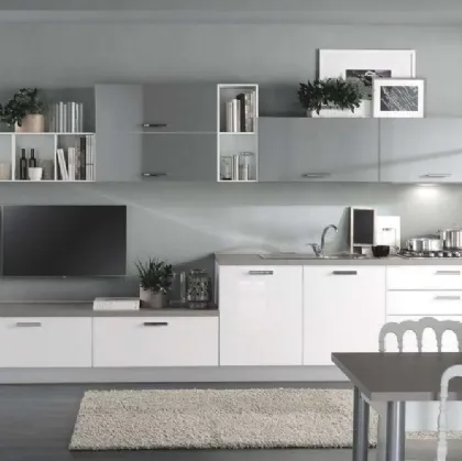 Cucina Moderna Cloe 07 Bianco Lucido e Grigio Fumo Lucido di Net Cucine