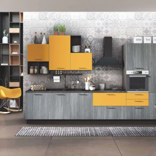 Cucina Moderna Cloe 10 Rovere Smoky e Senape Opaco di Net Cucine