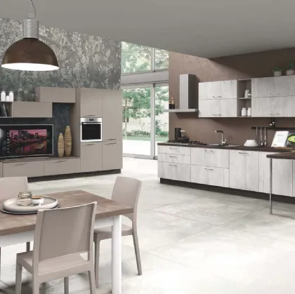 Cucina Moderna Cloe 01 Stone Grey Opaco e Rovere Bianco di Net Cucine