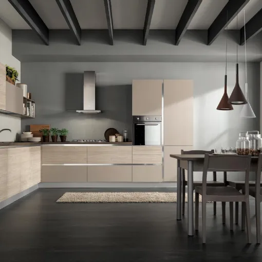 Cucina Moderna Delizia 04 Olmo Grigio e Tortora Opaco di Net Cucine