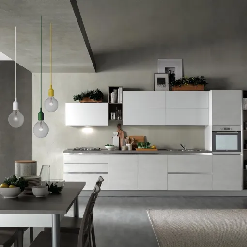 Cucina Moderna Delizia 01 Rovere Ghiaccio e Bianco Opaco di Net Cucine