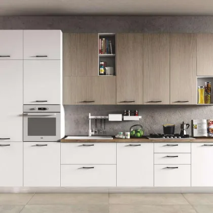 Cucina Moderna New Smart 04 Bianco Opaco e Olmo Tortora di Net Cucine