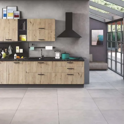 Cucina Moderna New Smart 05 Legno Nodato di Net Cucine