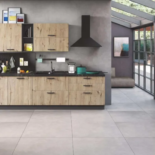 Cucina Moderna New Smart 05 Legno Nodato di Net Cucine