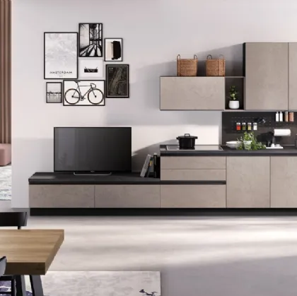 Cucina Moderna lineare Zoe 02 Fango Cemento di Net Cucine