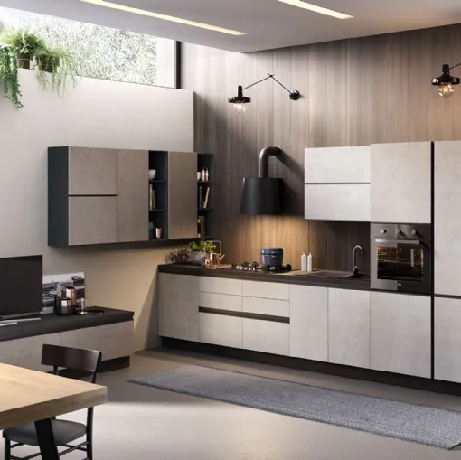 Cucina Moderna Zoe 01 Ghiaccio e Fango Cemento di Net Cucine